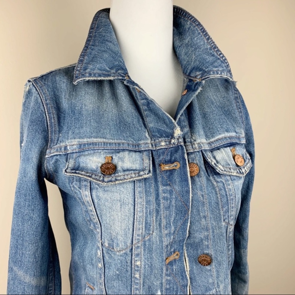 Madewell Distressed‎ Jean Jacket in Ellery Wash XS - Picture 6 of 8